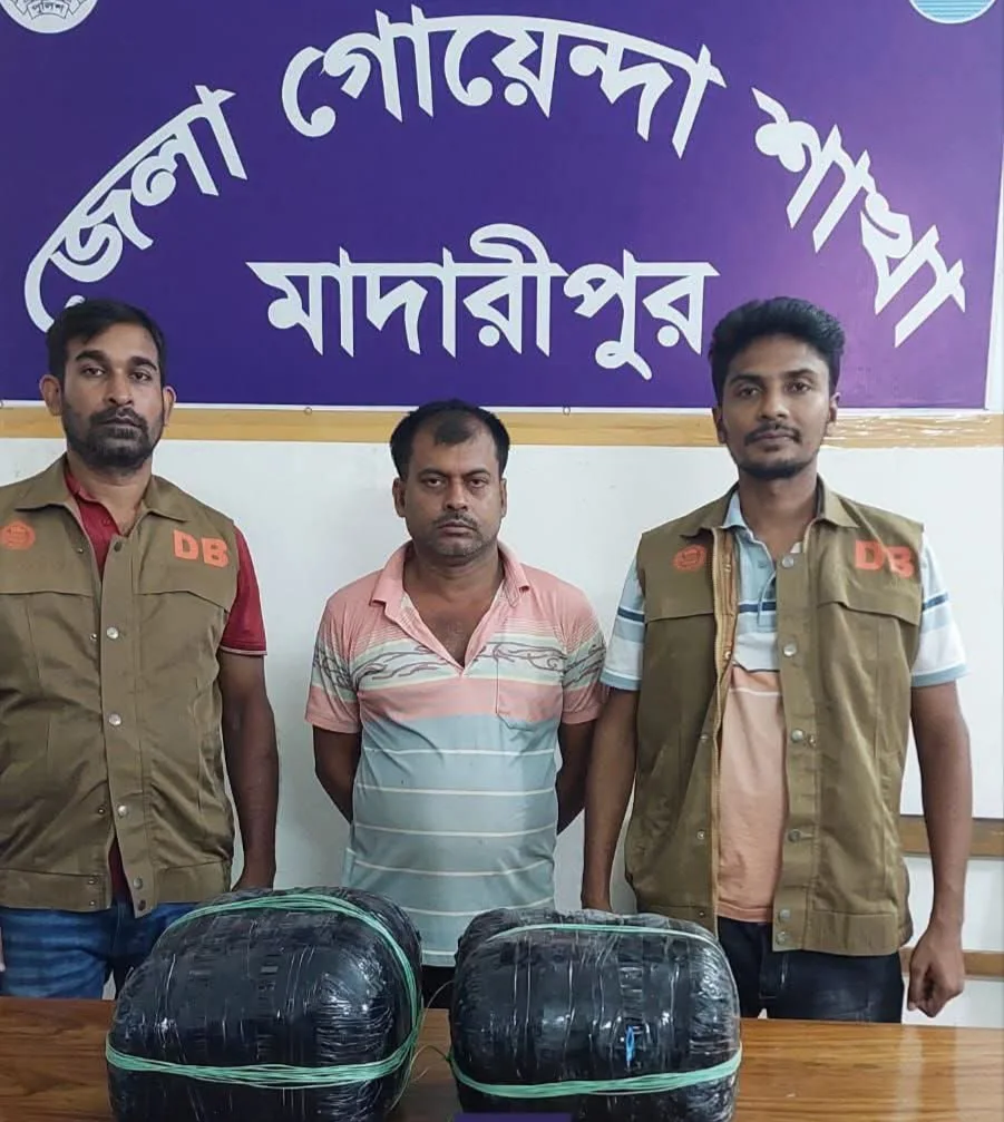 রাজৈরে ৮ কেজি গাঁজাসহ যুবক গ্রেফতার
