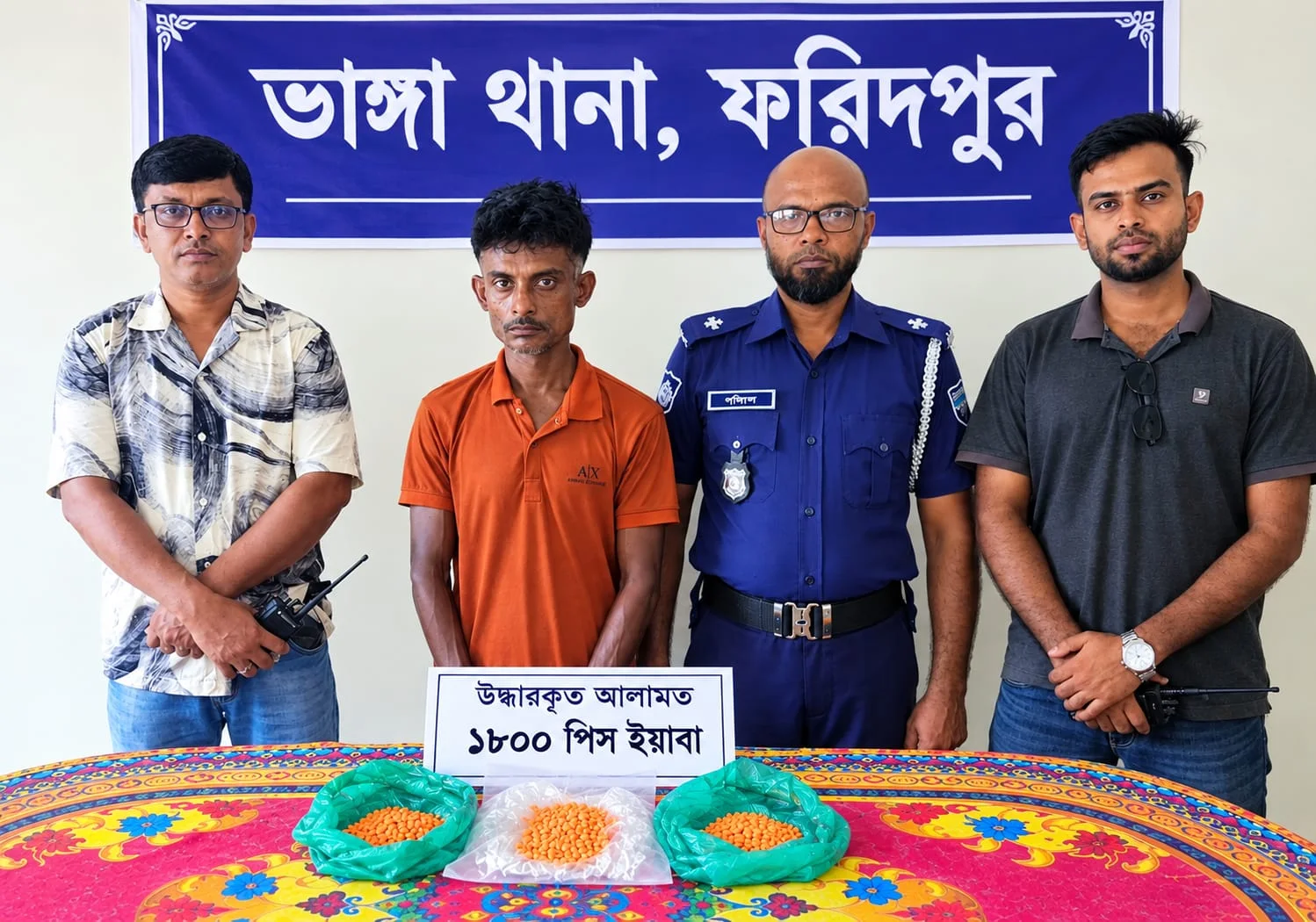 ভাঙ্গায় বাসে তল্লাশি, ১ হাজার ৮০০ পিস ইয়াবাসহ ব্যবসায়ী আটক