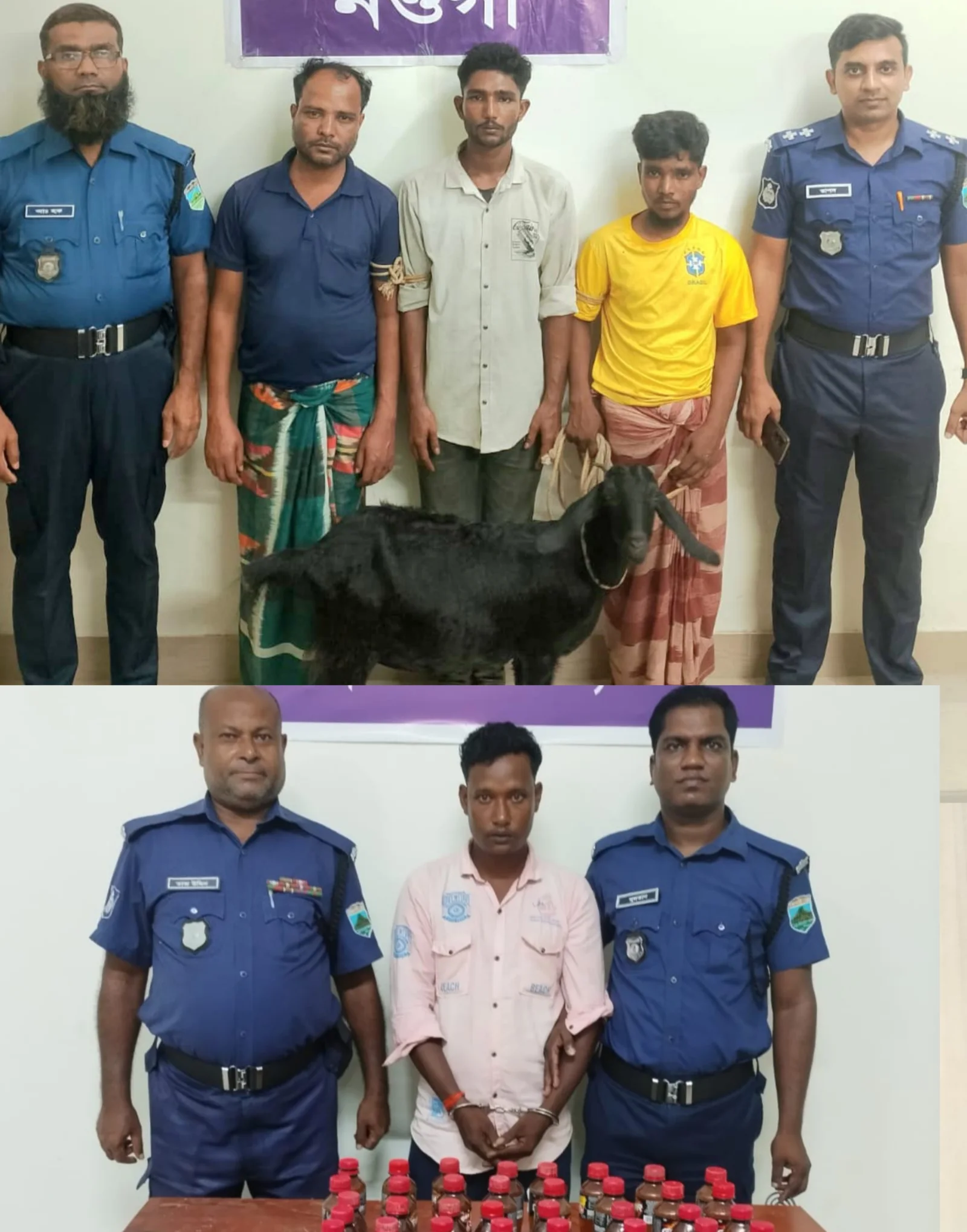 পত্নীতলায় পুলিশের পৃথক অভিযান: চোরাই ছাগল ও চোলাই মদ উদ্ধার, গ্রেপ্তার ৪
