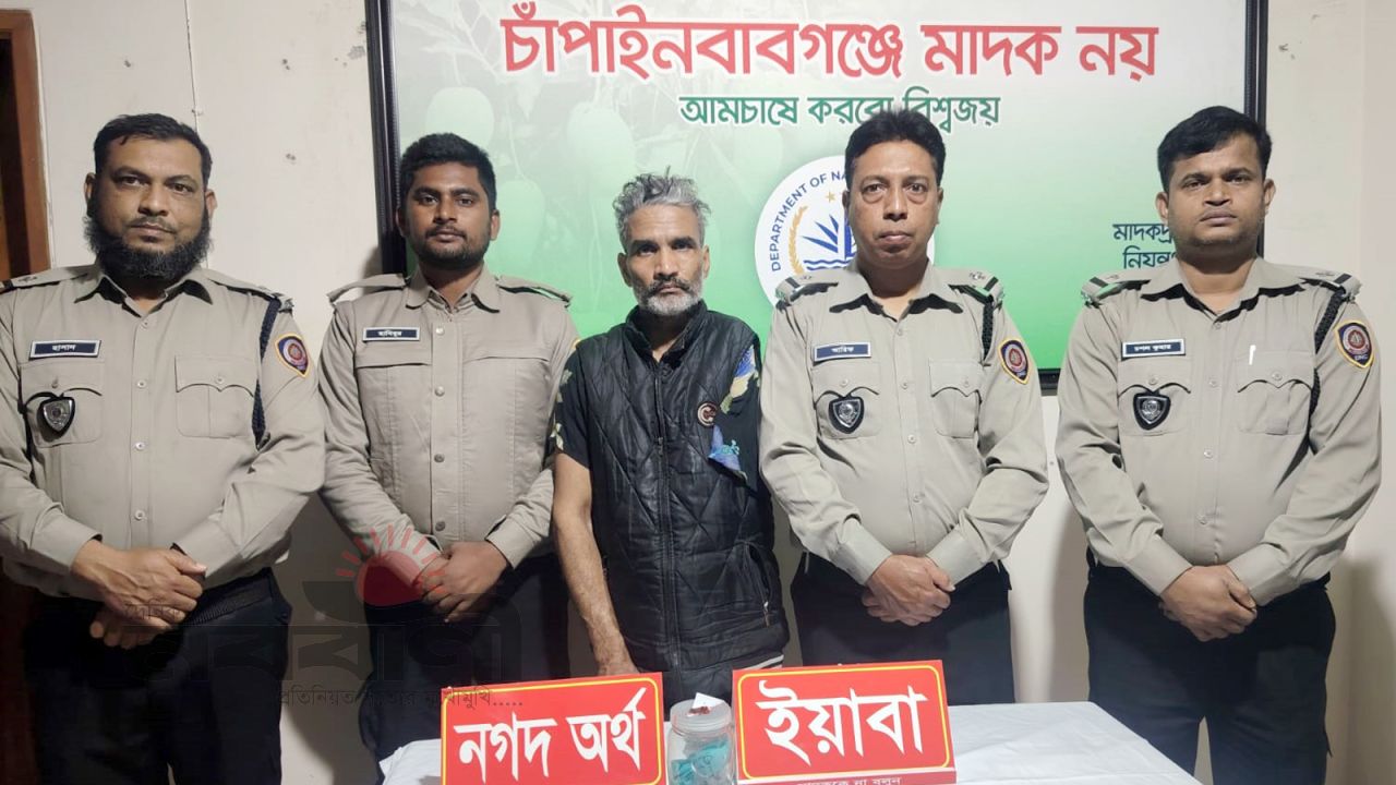 মাদকদ্রব্য নিয়ন্ত্রণ অধিদপ্তর এর অভিযানে ইয়াবা ও নগদ অর্থসহ আটক: ১