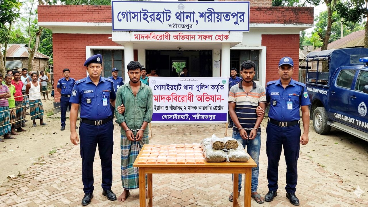 গোসাইরহাটে মাদকবিরোধী অভিযানে ইয়াবা-গাঁজাসহ ২ মাদক কারবারি গ্রেপ্তার