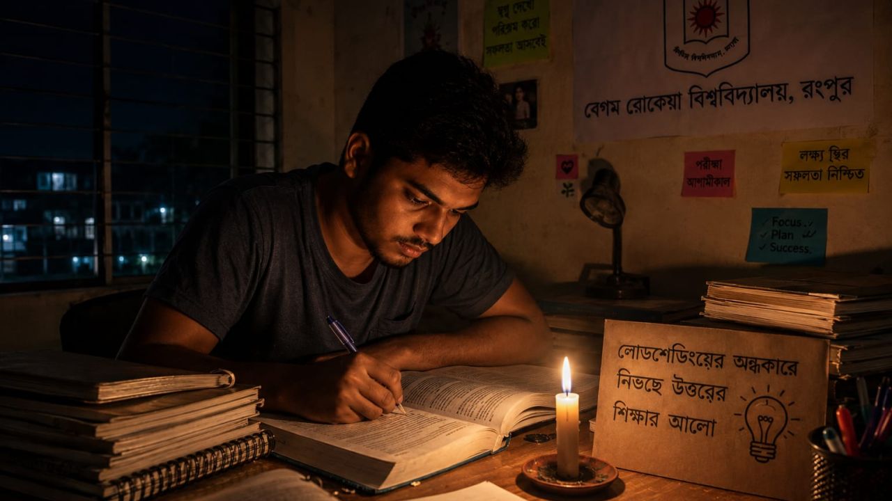লোডশেডিংয়ের অন্ধকারে নিভছে উত্তরের শিক্ষার আলো