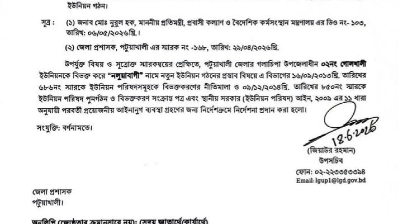 গলাচিপার মানচিত্রে যুক্ত হচ্ছে নতুন ইউনিয়ন 