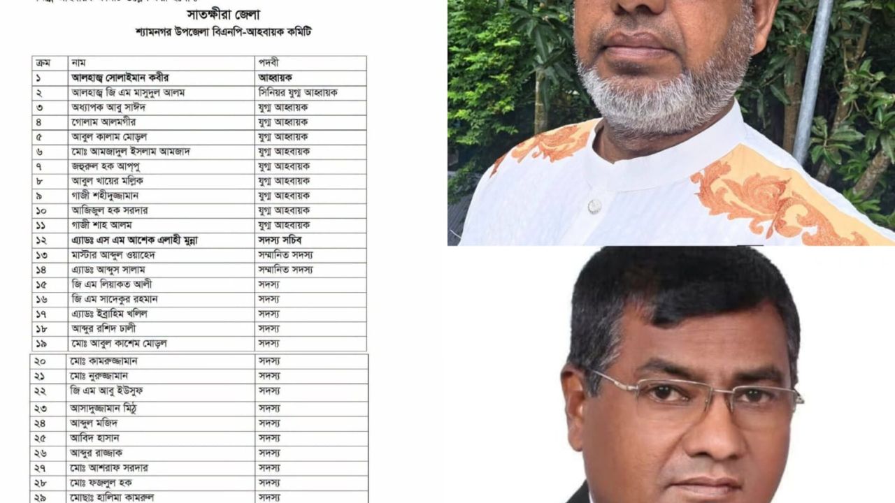 শ্যামনগর উপজেলা বিএনপির ৩১ সদস্যের আহ্বায়ক কমিটি অনুমোদন