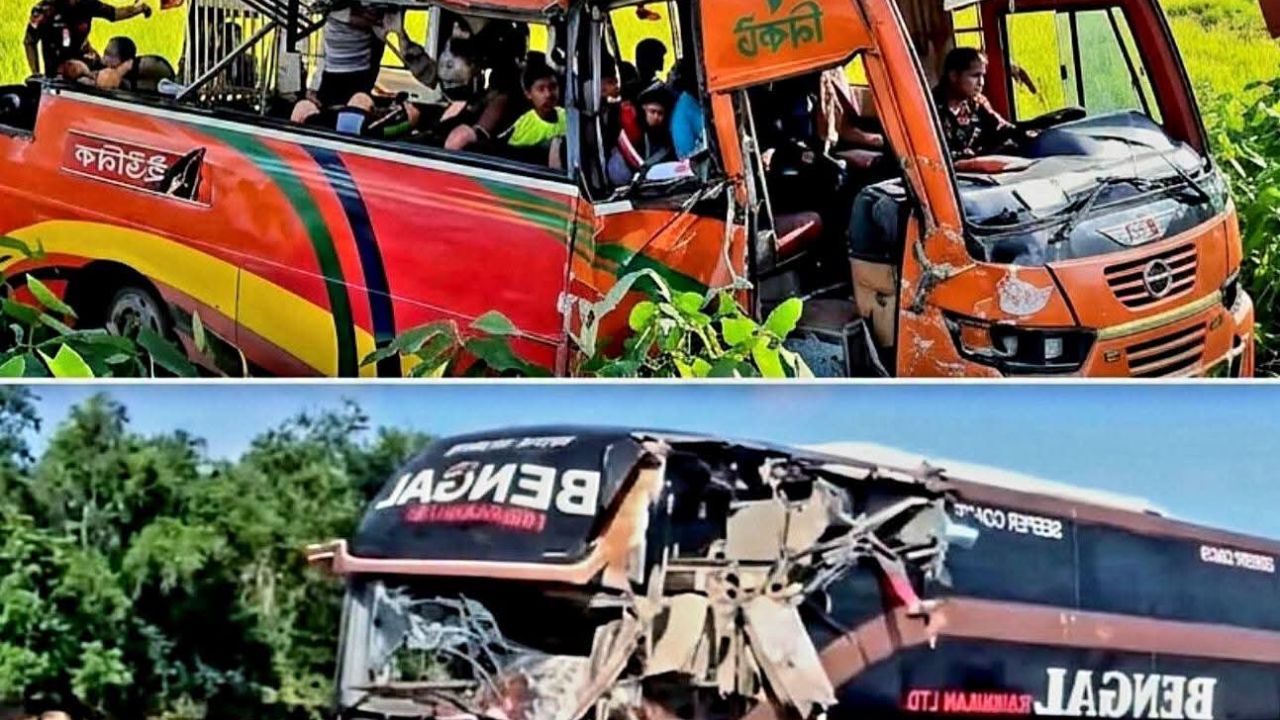ওসমানীনগরে দুই বাসের মুখোমুখি সংঘর্ষে নিহত বেড়ে ৯, আহত অন্তত ২০