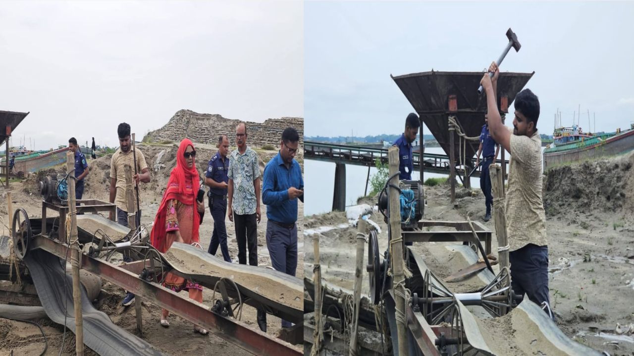 জাফলংয়ে পরিবেশ অধিদপ্তরের অভিযান: ১০ ড্রেজারসহ বিপুল সরঞ্জাম ধ্বংস